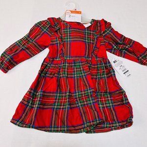 Baby Girl 0 3 Months Red Plaid Dress With Black Tights Holiday Outfit - Cotton